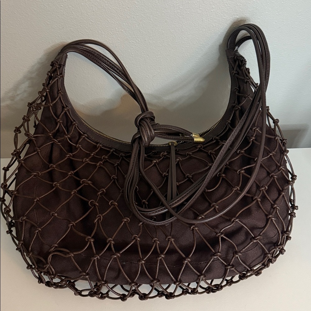 HOBO Brown Woven Leather Shoulder Bag